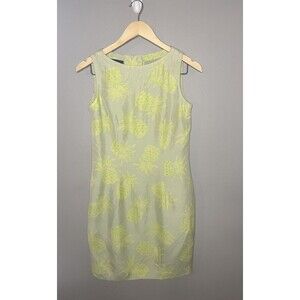 Kay Unger Cocktail Dress Sz 4 Pineapples Sleeveless Button Back